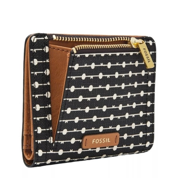 Fossil Bags New Fossil Logan Rfid Small Bifold Wallet Black Stripe